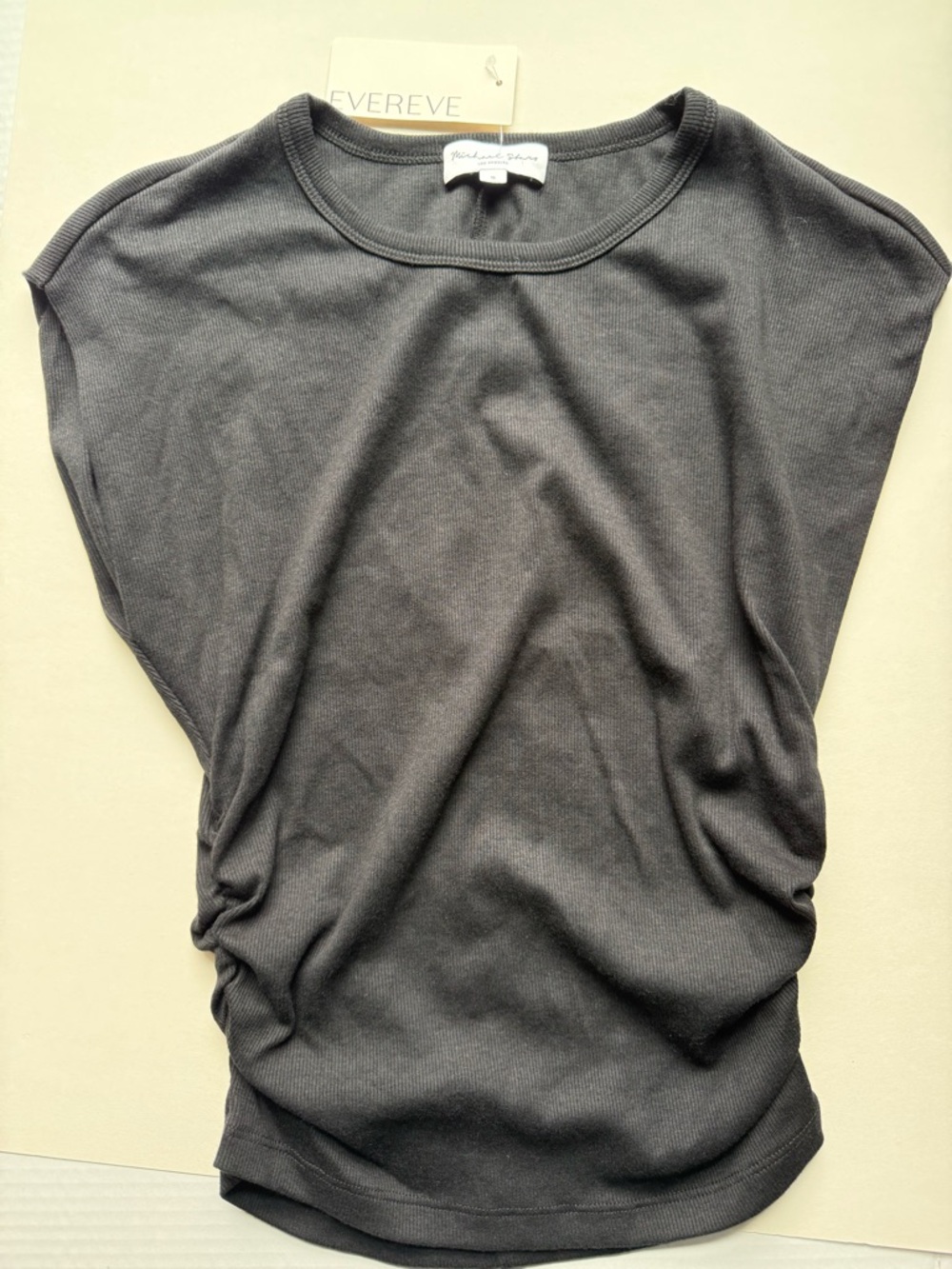 Michael Stars Black ruched knit Crew Neck Top - Joni